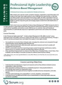 Curso Professional Agile Leadership - Evidence Based Management (PAL-EBM) Datasheet