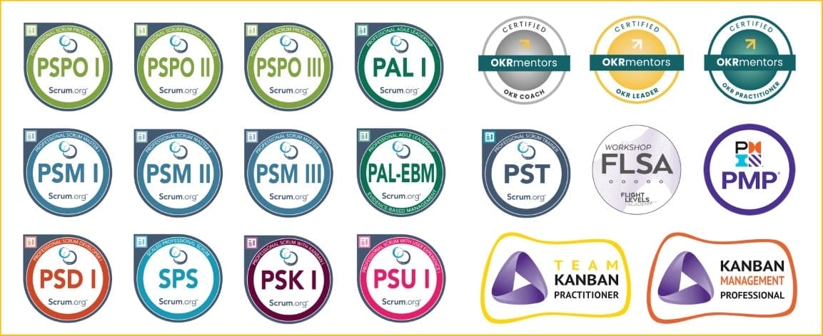 Certificados Scrum.org y OKR de Alex Ballarin