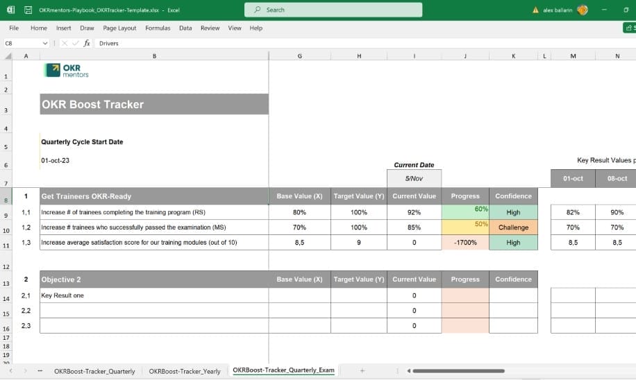 Plantilla de planificación y seguimiento de OKR