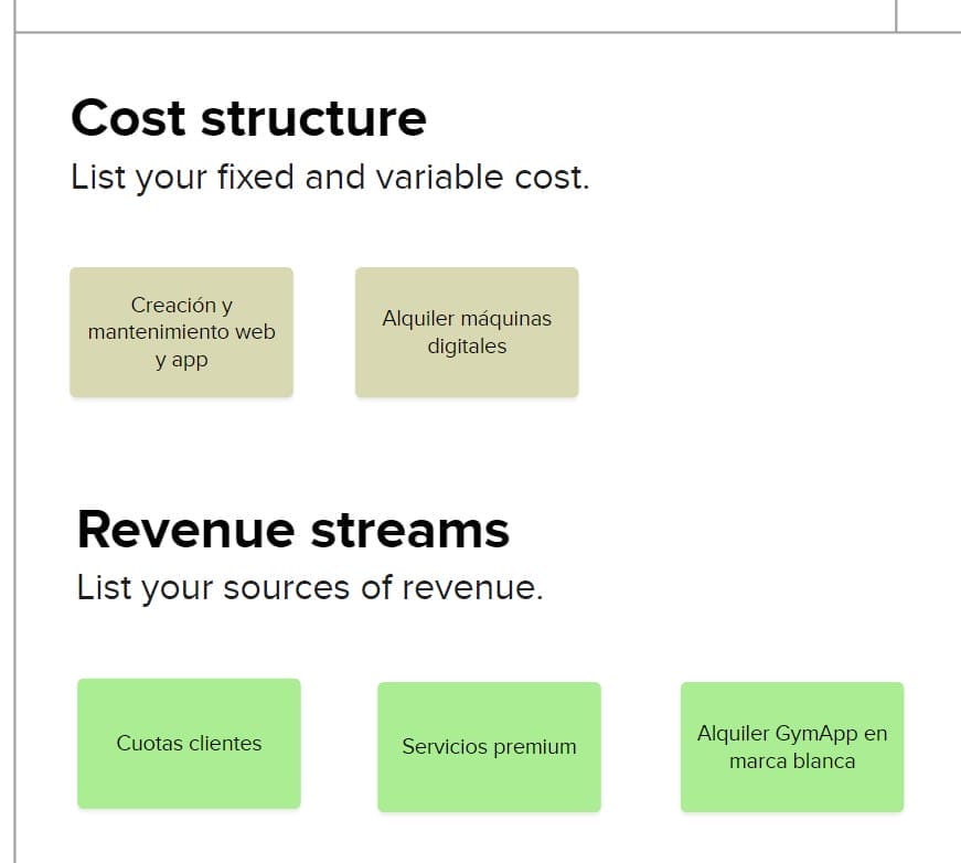 Ejemplo Lean Canvas - Cost & Revenue